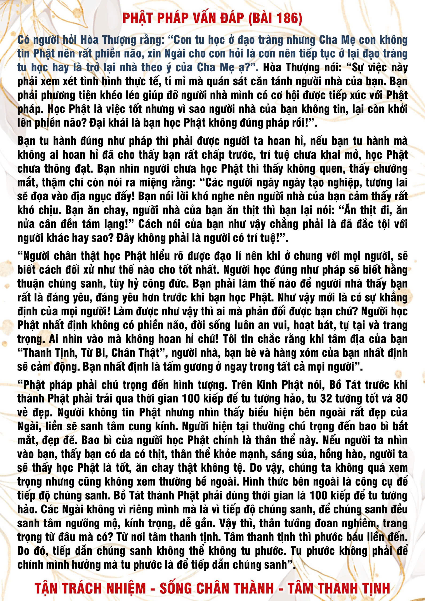 186 · Phật Pháp Vấn Đáp - 186